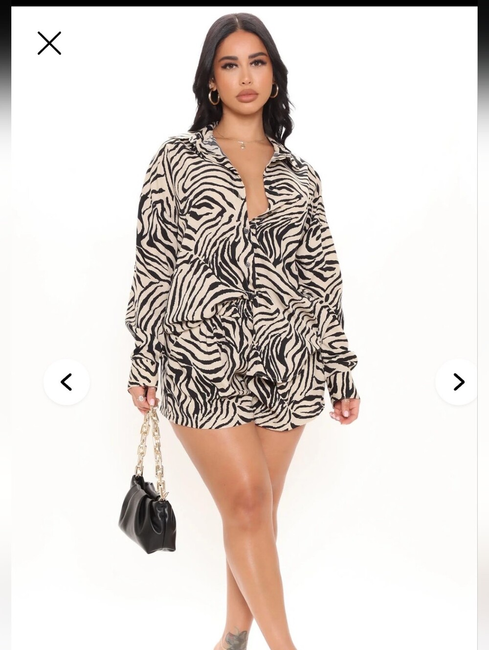 Fashion Nova Women's 1X She's A Beast Shorts - Black & Cream Zebra Print